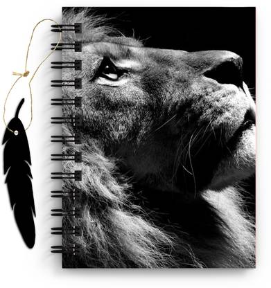 DI-KRAFT Lion Printed Diary with Bookmark for Home and office use (6*8Inch) A5 Diary Unruled 160 Pages
