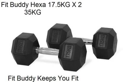 Fit Buddy Hexa 17.5KG X 2 (35KG) Premium quality Fixed Weight Dumbbell