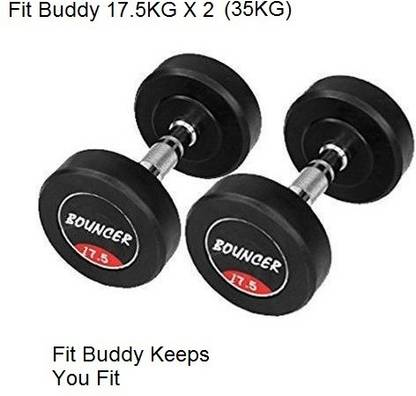 Fit Buddy Set Of 17.5KG X 2 (35KG) High Quality Rubber Professional Bouncer Dumbbells Fixed Weight Dumbbell
