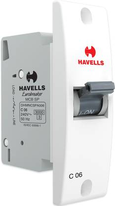 HAVELLS PVC Plastic 6A SP C Mini (White) DHMNCSPA006 MCB