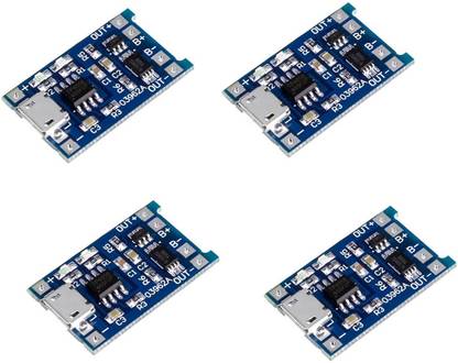 Zigshash TP4056 1A Li-Ion Lithium Battery charging Module with Current Protection - Micro USB - Pack of 4 pcs Micro Controller Board Electronic Hobby Kit