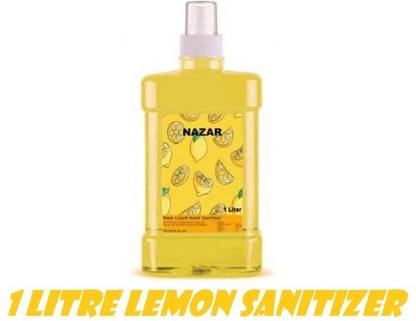 Nazar 1 LITRE LEMON HAND SANITIZER SPRAY, 70% ALCOHOL BASE LIQUID HAND SANITIZER WITH A NATURAL LEMON FLYOVER, EXTERNAL USE ONLY. Sanitizer Spray Bottle