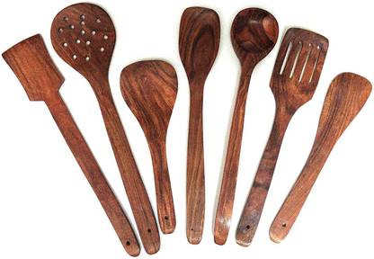 LyqArt Wooden Non Stick Cooking Spoon and Spatula Set | ladle for Cooking | Utensils Cooking Set | Kitchen Cookware Tool Utensils | Serving Spoons | Spatula Combo | Kitchen Tool set Kitchen Tool Set