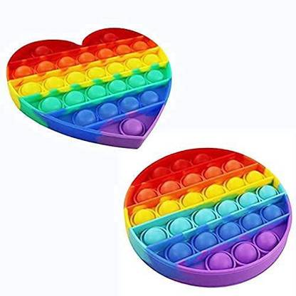 TITIRANGI Pop It Fidget Toys for Kids Silicon Stress Relief Educational Toy Push Pop Bubble Fidget Sensory Toy Best Gift Joy Toy for Kids Adults Multicolored (Heart and Round)