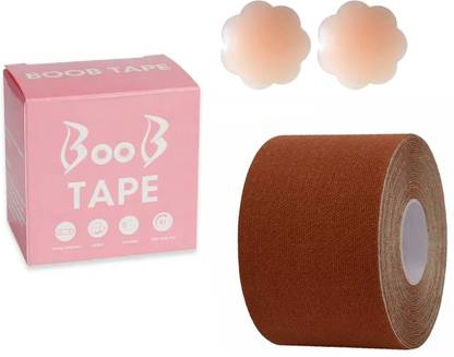 TBUY Tan colour Boob Fashion Tape for Women With Silicon Nipple cover Breast Support Disposable Lingerie Fashion Tape
