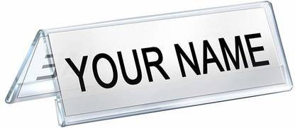 DGV 2 Compartments Acrylic V-Shaped Desk Name Plate Display for office desk 2x10 inch(Pack Of 1)
