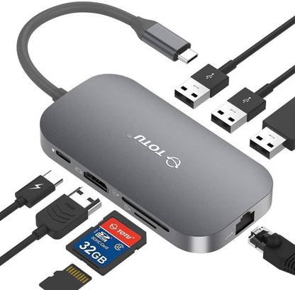 MAXBELL ?TT-HB001C USB C Hub, 8-In-1 Type C Hub with Ethernet Port, 4K USB C to HDMI, 2 USB 3.0 Ports, 1 USB 2.0 Port, SD/TF Card Reader, USB-C Power Delivery, Portable for Mac Pro and Other Type C Laptops (Silver) USB Hub