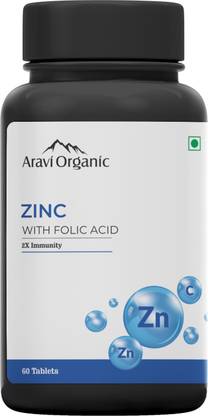 Aravi Organic Zinc with Folic Acid Supplement For Immunity Boosters & Antioxidant Support