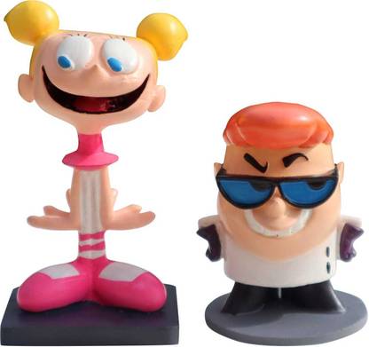 VIEWZONE Dexter & Dee Dee Combo from Dexter Laboratries Cartoon, Hand Made Bobble Head, Acion Figure, Car Dashboard Bobble Head, Action Toy Figure