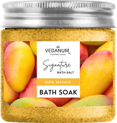 Vedanum Premium Aromatic Mango Fruit Bath Salt for Skin Nourishment, Relaxing, Foot Massage, Pain Relief, and Aromatherapy - 200 Gm Jar