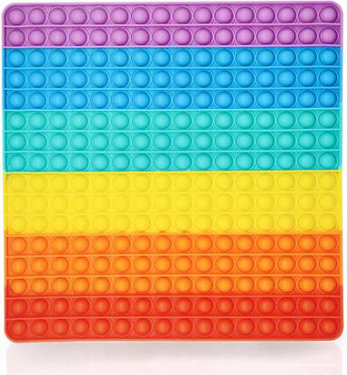 Chigy Wooh Big Pop It Big Size Popit Fidget Toys For Kids Large Popit Huge Jumbo Popits Giant Pop Bubbles Big Bubbles 256 Bubble Square Rainbow