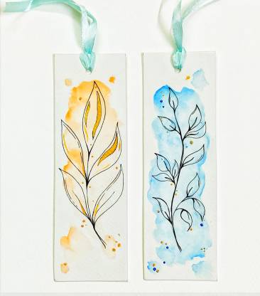Lazy Crafts Handmade Watercolor Botanical Line Art Paperback Bookmark