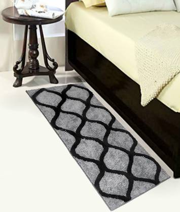 RM Handloom Grey, Black Polyester Runner