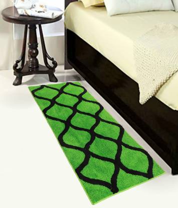 RM Handloom Green, Black Polyester Runner