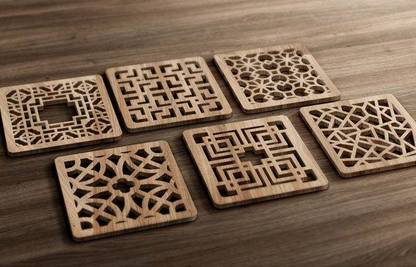 Nabster Square Reversible Wood Coaster Set