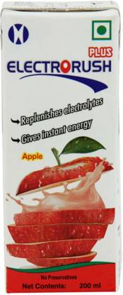 Electrorush Plus Electrolyte Apple Juice Drink I Minerals I Vitamins I Energy booster I Pack of 8 (200ml Each)