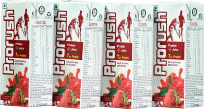 prorush Pomegranate & Strawberry Protein Juice - 180ml (Pack of 4)