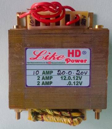 like power electronics Like Power TRANSFORMER COIL HD 10 AMP 20.0.20V / 2 AMP 12.0.12V / 2 AMP 0.12V , MODEL TYPE 3 , SIZE HIGHT 3 INCH WEIGHT 3 INCH Power Supply Electronic Hobby Kit