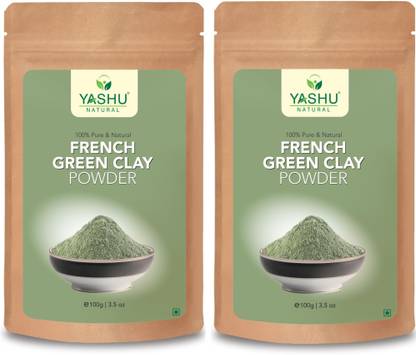 Yashu Pure & Natural FRENCH GREEN CLAY Face Pack Powder for Skin Detoxification | Pore Cleansing | Acne Care | Flawless Skin