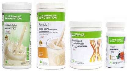Herbalife Nutrition FORMULA1 BANANA PROTIEN POWDER 200 GSHAKEMATE 500 GRAM AFRESH TULSI 50 GRAM Protein Shake