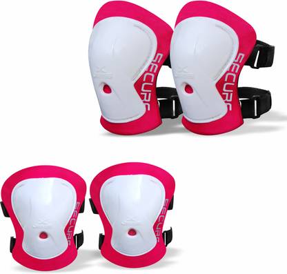 Jaspo Secure Hybrid Knee & Elbow Guards Combo for Skating, Cycling for All Age Groups - Large Size Skating Kit