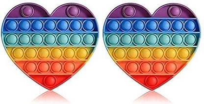 TITIRANGI Pop It Fidget Toys Silicon Stress Refief Toy for Girls Boys Kids Push Pop Bubble Fidget Gift Toy for Children Indoor Outdoor Game muticolored (Heart and Heart)