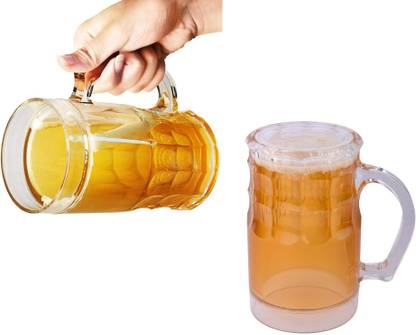 FITUP ™ Fake Beer Transparent Glass 350 ml | Fun Double Layer Beer for Chilled Beer for Long Time Cold Drink Beer for Prank Gift for Beer Plastic Beer Mug