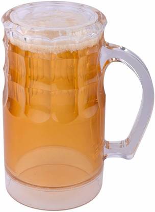 FITUP Prank Beer Double Wall || Transparent Glass with Gell Between Walls || 350 ml Fake Fun Double Layer Beer for Chilled Beer for Long Time Cold Drink Beer for Prank Gift Plastic Beer Mug