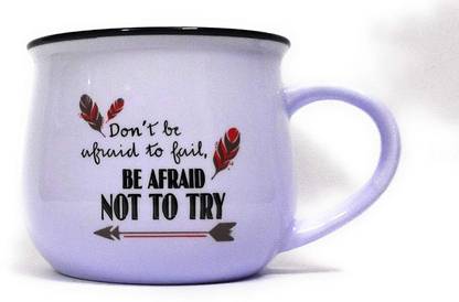 BP Bharat Bharat Ceramic Fine Table ware NORA Purple Milk (Don't Be Afraid To Fail Be Afraid Not To Try) Ceramic Coffee Mug