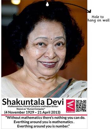 Hanging Wooden Cutouts-12*18 inch- Shakuntala Devi Paper Print