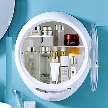 S M CREATION Cosmetic Organizer Wall-Mounted Bathroom Makeup Storage Container for Cosmetic / Perfume / Jewelry / Makeup-kit / Medicine etc.Organizer Waterproof Dustproof Storage Box Plastic Wall Shelf