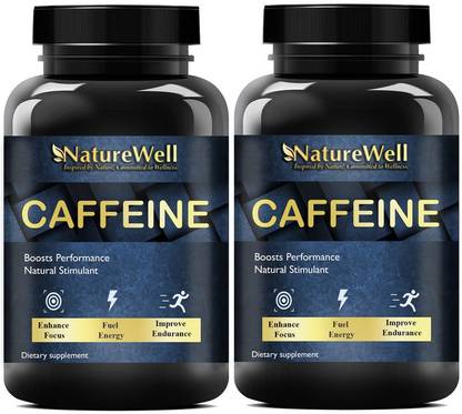Naturewell Caffeine 200mg, 60 Capsules | Natural Stimulant Ultra
