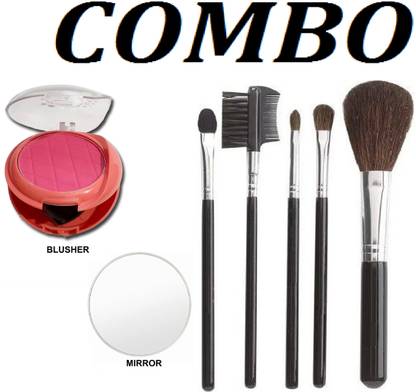 MIKARA 22 HOUR STAY MATTE BLUSHER AND 5 BRUSH SET BLACK COMBO