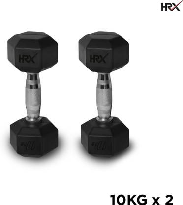 HRX Solid Rubber Hex (10Kg*2) Fixed Weight Dumbbell