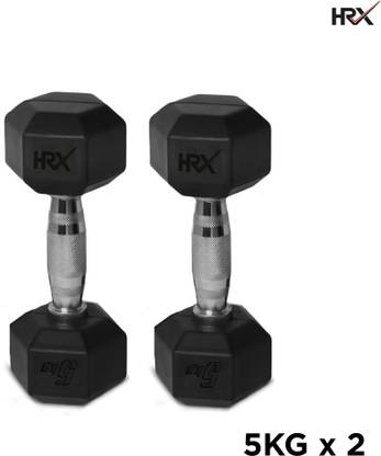 HRX Solid Rubber Hex Fixed Weight Dumbbell