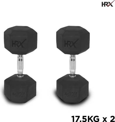 HRX Solid Rubber Hex (17.5Kg*2) Fixed Weight Dumbbell