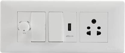 HAVELLS Anti Viral Switch Combo of 6 M Plate, 6A Socket, USB Socket &10 AX Switch 10 A One Way Electrical Switch
