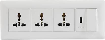 HAVELLS Crabtree Anti Viral Switch (Athena) Combo of 8 M Plate, Universal Socket, USB Socket & 16 A Switch 16 A One Way Electrical Switch