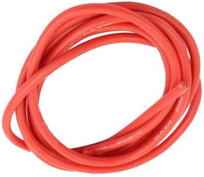 INVENTO 15mtr 16 AWG High Durability 35A Tinned Copper Silicone Wire Red 3mm Dia High Temperature for DIY Automotive Electronic Hobby Kit