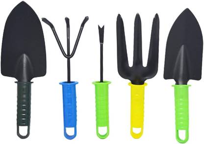 SeaRegal Garden Tools Set of 5 Trowel, Weeder, Cultivator, Fork & 1 Khurpi (Multicolour, 5 Pieces) Garden Tool Kit