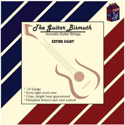The Guitar Bismuth Acoustic Phosphor Bronze Acoustic Guitar Strings Set of 6 (Extra Light, .10 Gauge) Guitar String