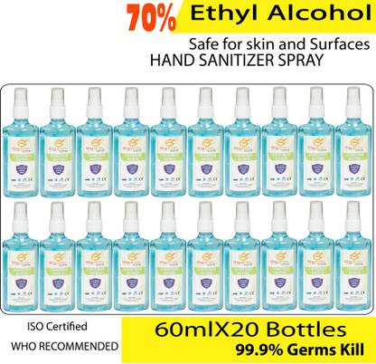 GIGANTIC SANITIZER SPRAY LIQUID 60 ML (PACK OF 20) (REFILL PACK) ETHYL ALCOHOL 70% Hand Sanitizer Bottle