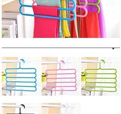 ORRISH ORRISH Multi-Purpose 5 Layer Clothes Hanger Wardrobe Storage Organizer Rack and 1 Pc Foldable Cloth Hanger for Space Saving Combo Plastic Dress Pack of 5 Hangers For  Dress