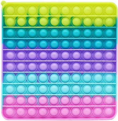 SKTOYZONE Big Size Pop 100 Bubbles Square Push Pop Bubble Fidget Sensory Toy Bubble Popping, Poppet Mega Pop 100 Fidget Toy Silicone Fidget Popper Relieve Stress Big Puppet (Macaron Rainbow) (Multicolor)