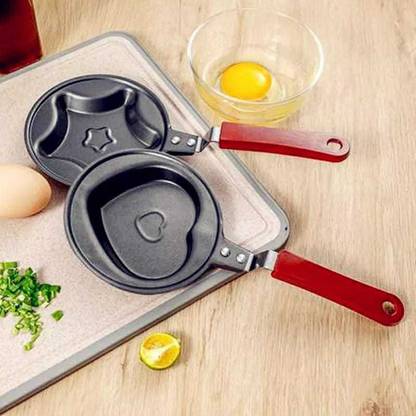 Jivank Non-Stick Mini Cartoon Shape Cake,Egg,Uttapam Pan Large Set Of 2 -Mixed Designs Fry Pan 14 cm diameter 0.2 L capacity