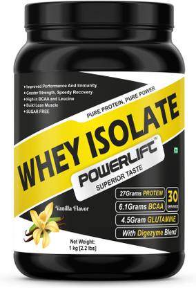 POWERLIFT Whey Isolate Sugar Free | 27G protein, 6.1G BCAA | Raw Whey From USA Whey Protein
