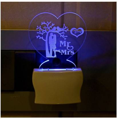 1st Time 3D Illusion The Sweet Couples Multi Colour LED Night Lamp, -K22 Night Lamp