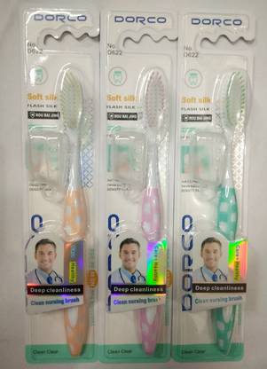 Dorco SOFT SILK (PACK OF 3) TOOTHBRUSH Soft Toothbrush