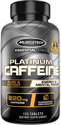 Muscletech Essential Series Platinum 100% Caffeine Tablets - 125 Count