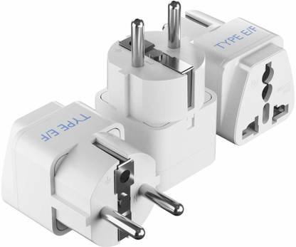 PRV RV Type E/F Travel Adapter Plug India to Europe, Germany (Schuko) Pack of 3 Plug Pin